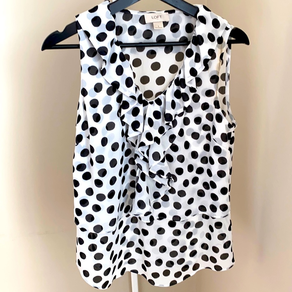 Loft Polka Dot Ruffle Top